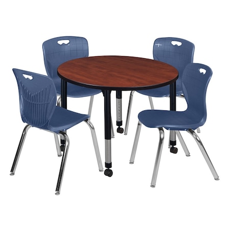 Regency Tables > Height Adjustable > Round Mobile Table & Chair Sets, 42 W, 42 L, 23-34 H, Cherry TB42RNDCHAPCBK40NV